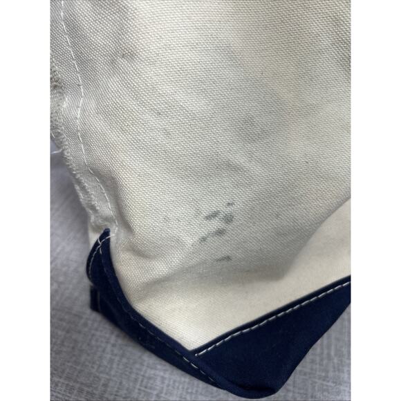 Vtg LL Bean Boat And Tote Canvas Tote Large Base Navy Blue Cream USA 23x13x7 - Picture 12 of 14